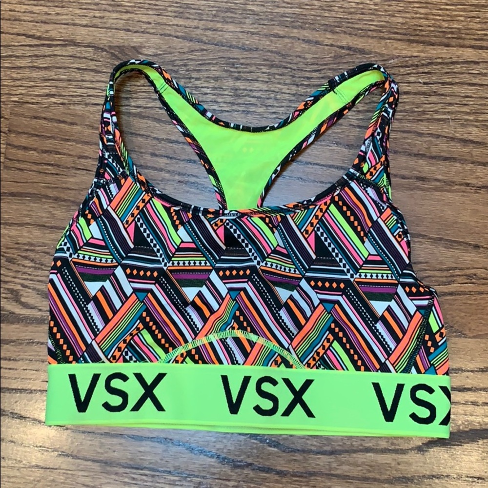 VSX neon pattern sports bra